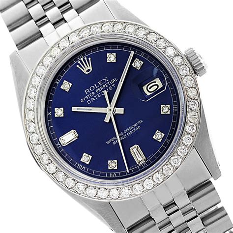 rolex blue face diamonds|blue face Rolex datejust.